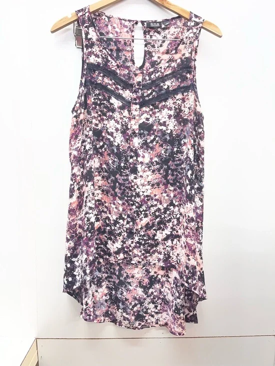 a.n.a Pink, Purple and Black Floral Sleeveless Blouse - Picture 1 of 3